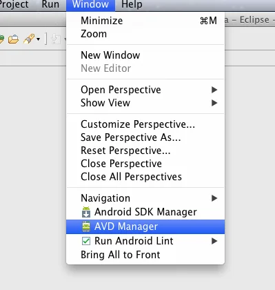 Start The AVD Manager Start The AVD Manager