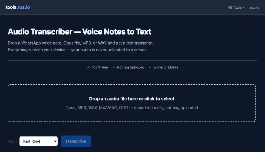 WhatsApp Voice Notes, CD Rips, And Thirteen Browser Tools I Just Shipped