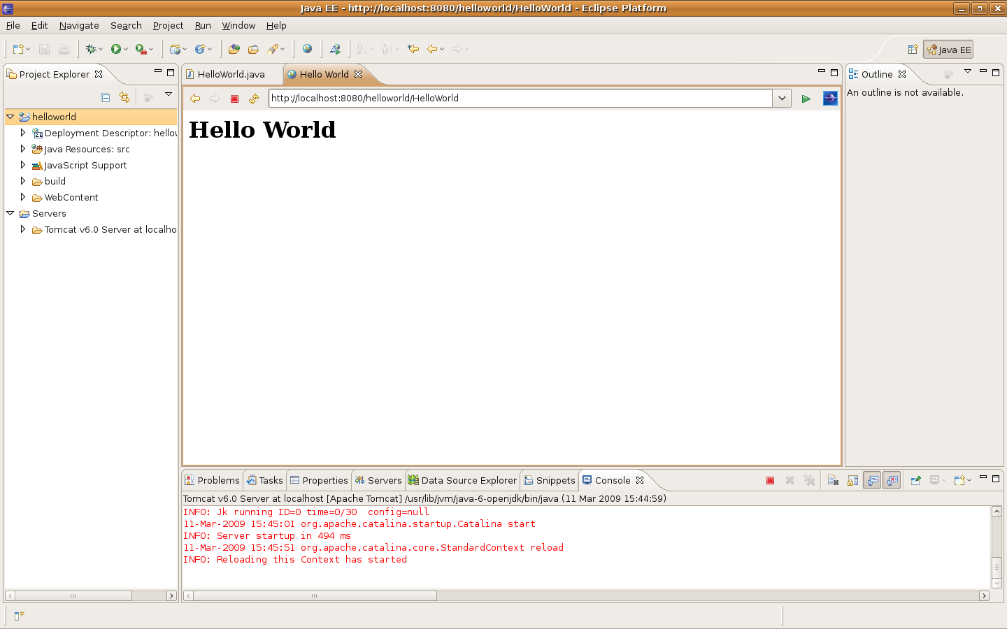 Tomcat HelloWorld Servlet with Eclipse