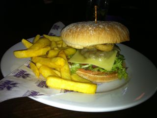 Beer and a burger at the Wahoo bar